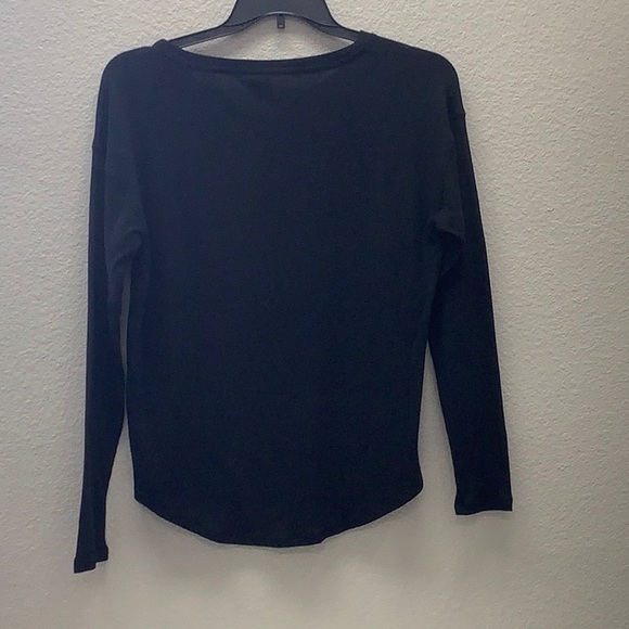 NWT VS Pink Black Waffle Crew Long Sleeve Tee M - Picture 8 of 8
